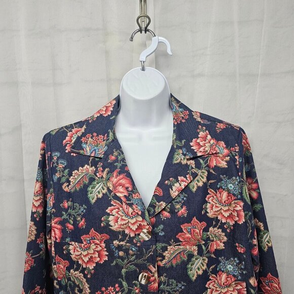 Vintage Appleseed's Blue Pink Floral Boho Cottagecore Retro Trucker Jacket 12P - Picture 2 of 12